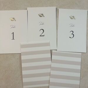 Elegant Beach Table Number Cards (1-10) with Stripes on back
